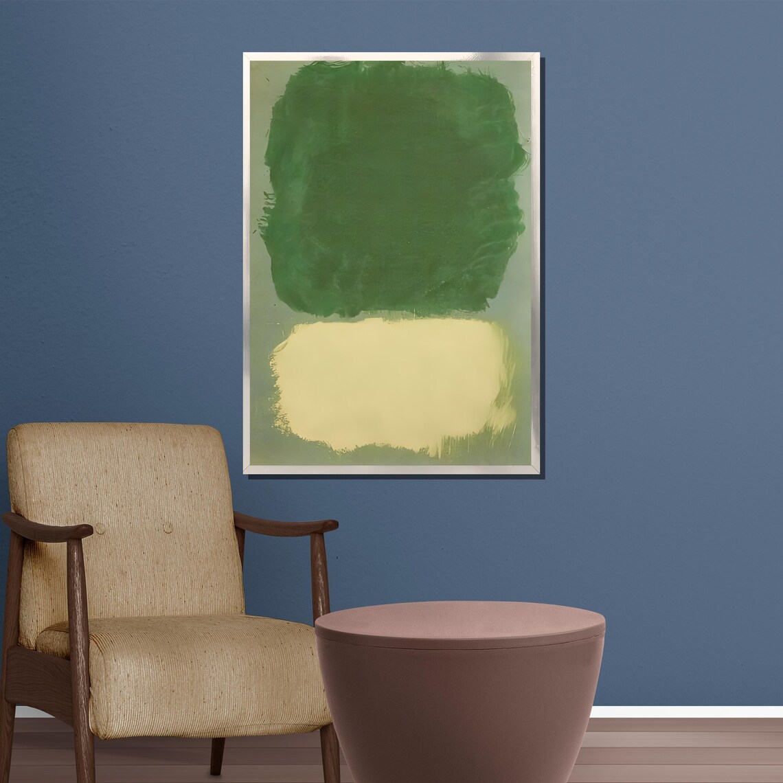 Green and Cream Tonal Color Field Minimalist Abstract Poster - Image 5