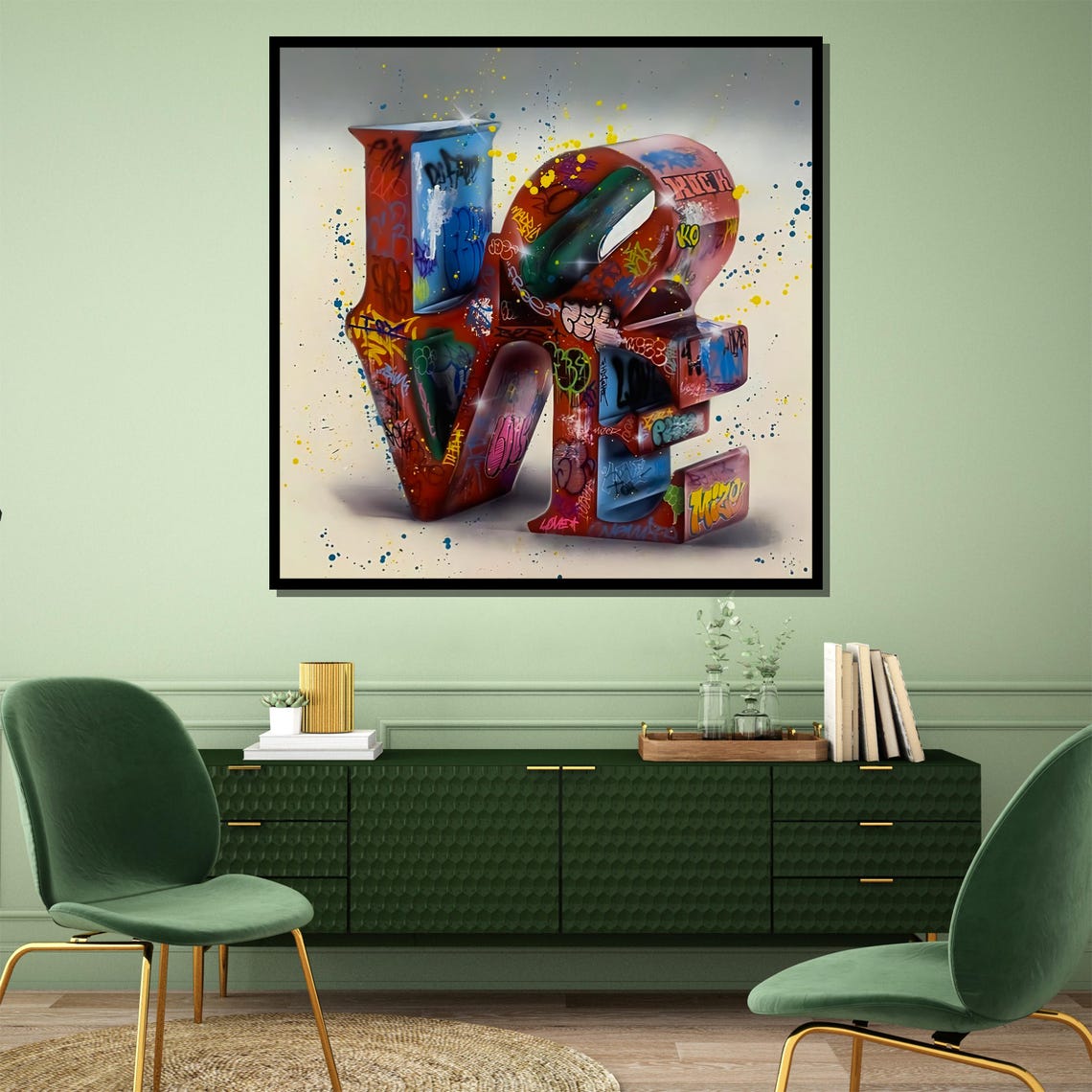 Vibrant Graffiti Love Painting Bold Street Art Wall Decor Gift For Modern Homes And Colorful Interior Design - Image 4