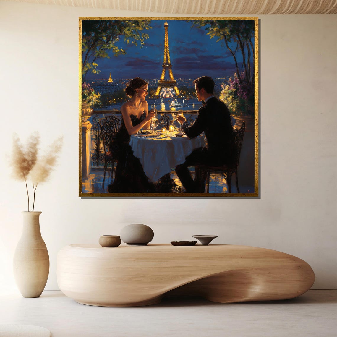 Romantic Candlelit Dinner in Paris With Eiffel Tower View Poster
