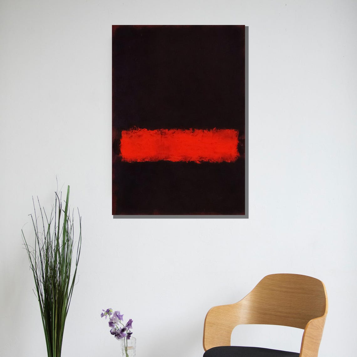 Mark Rothko Painting Bold Abstract Wall Art Black And Red Color Block Large Modern Art Decor - Image 3