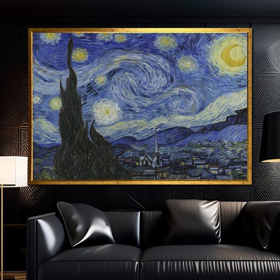 Van Gogh Starry Night Famous Painting Reproduction Post Impressionist Wall Art Modern Home Decor Gift