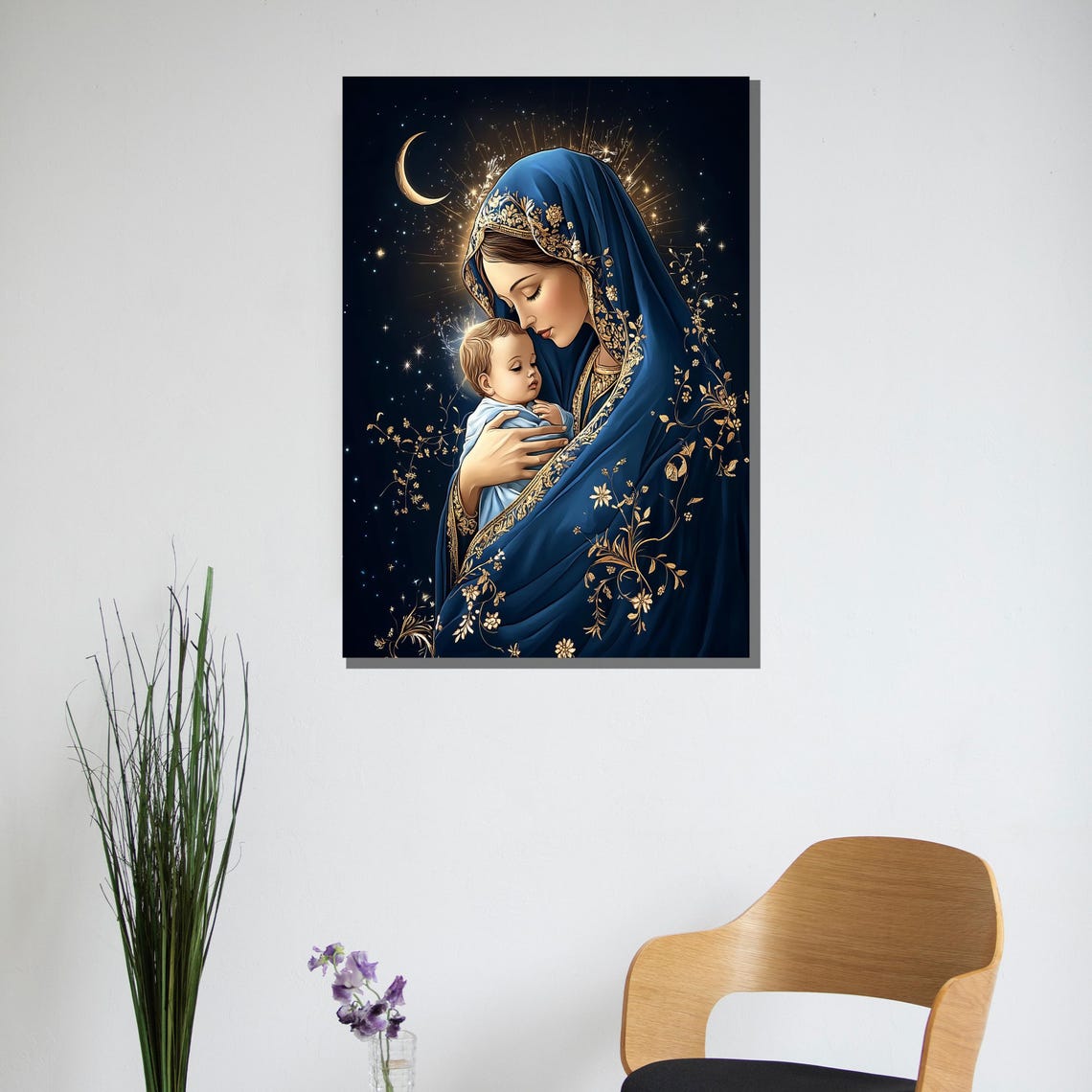 Madonna and Child Starry Night Blue Mantle Virgin Mary Poster - Image 3