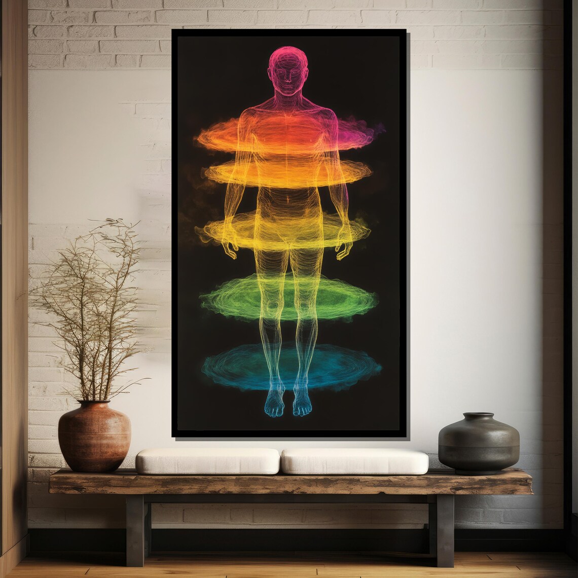 Chakra Energy Body Rainbow Aura on Black Background Art Poster - Image 4