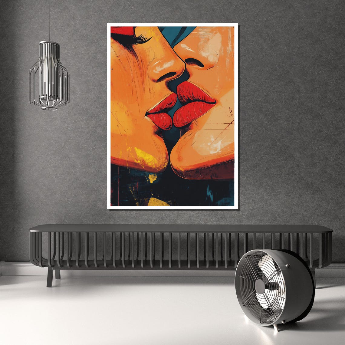 Bold Abstract Lips Painting Modern Pop Art Wall Decor Romantic Gift For Lovers Living Room Or Bedroom Artwork - Image 4