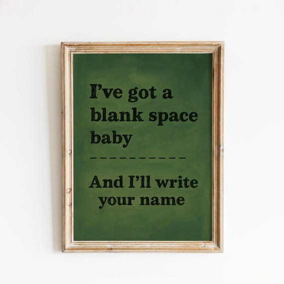 Blank Space Quote Poster Vintage Lyric Wall Art
