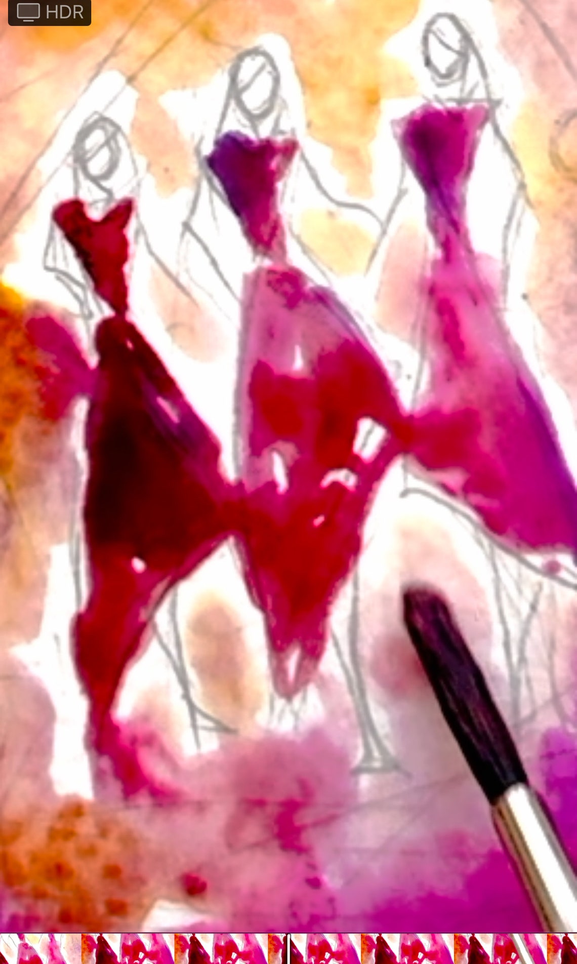 Friendships Abstract Watercolor Three Women Dancing Pink Art Poster - Image 2