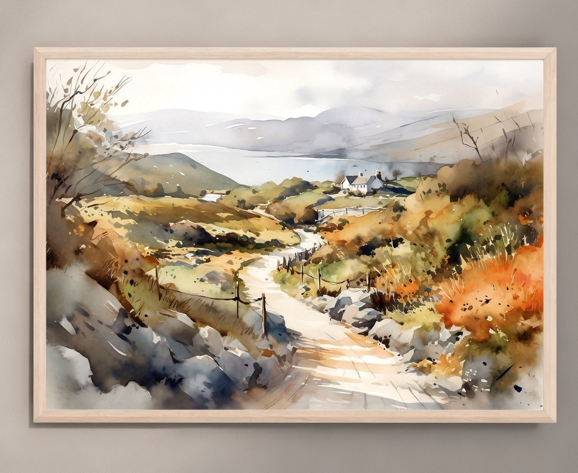 Irish Road Painting Ring Of Kerry Watercolor Print Ireland Landscape Wall Art Irish Countryside Watercolor Art Print Home Decor Gift - Image 3