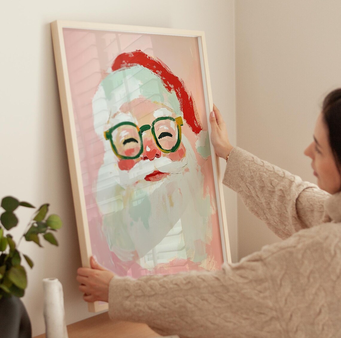 Santa Wall Art, Vintage Christmas Decor Print - Image 3