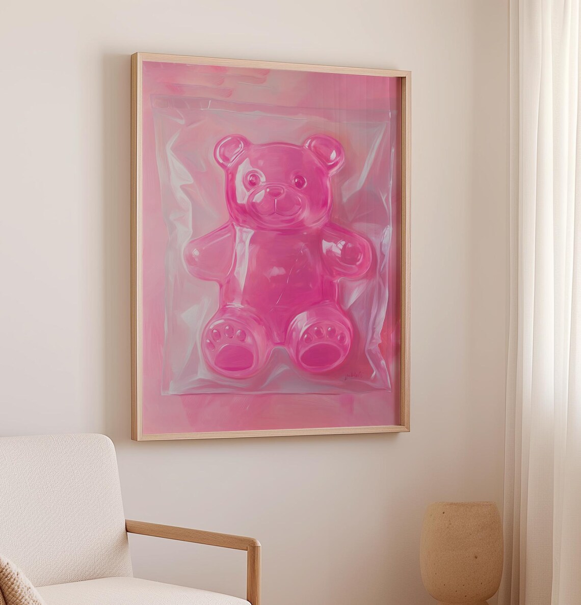 Pink Gummy Bear Art Print, Preppy Candy Decor - Image 3
