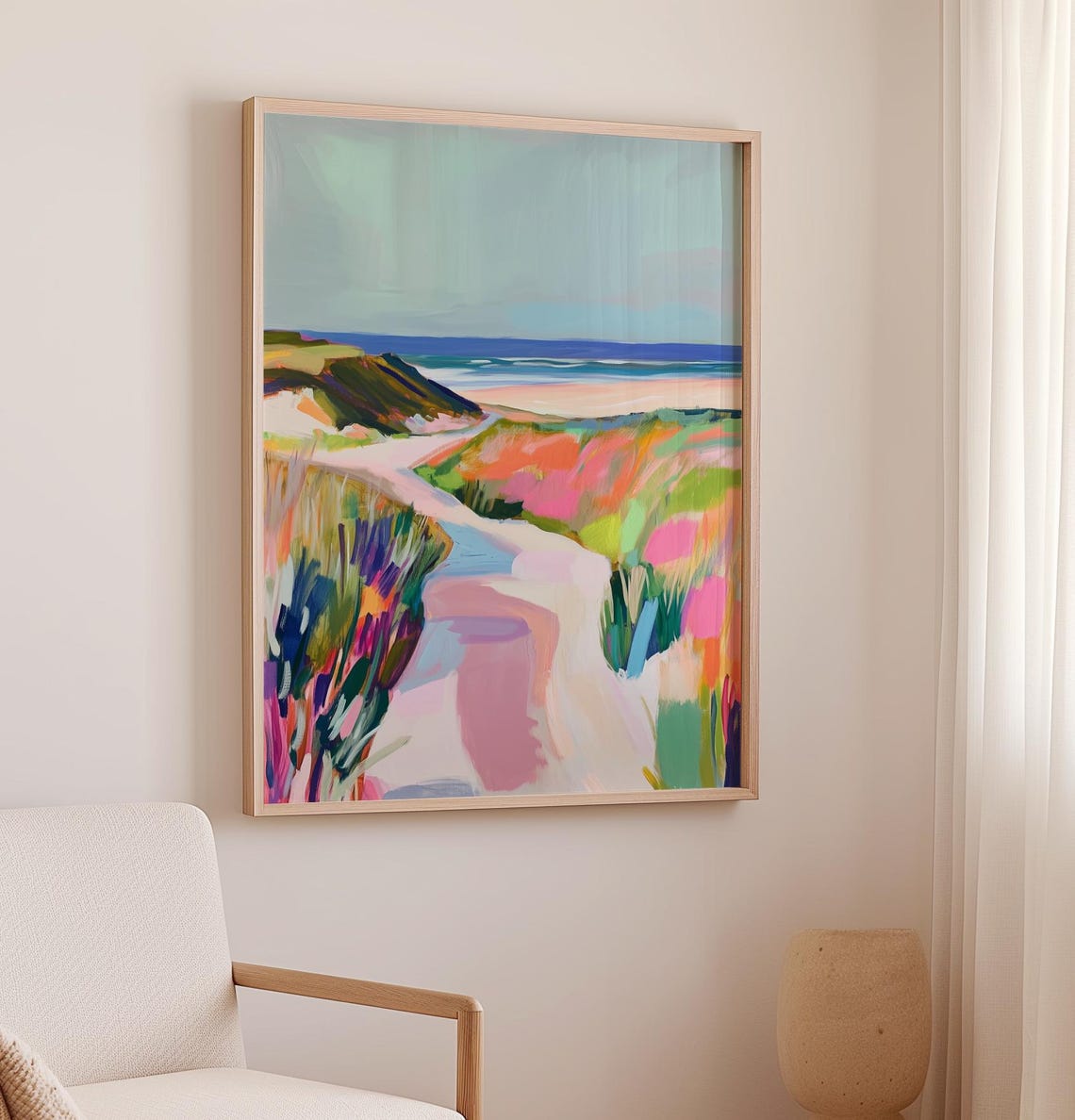 Colorful Sand Dune Path Leading To Beach Landscape Art Poster - Image 2
