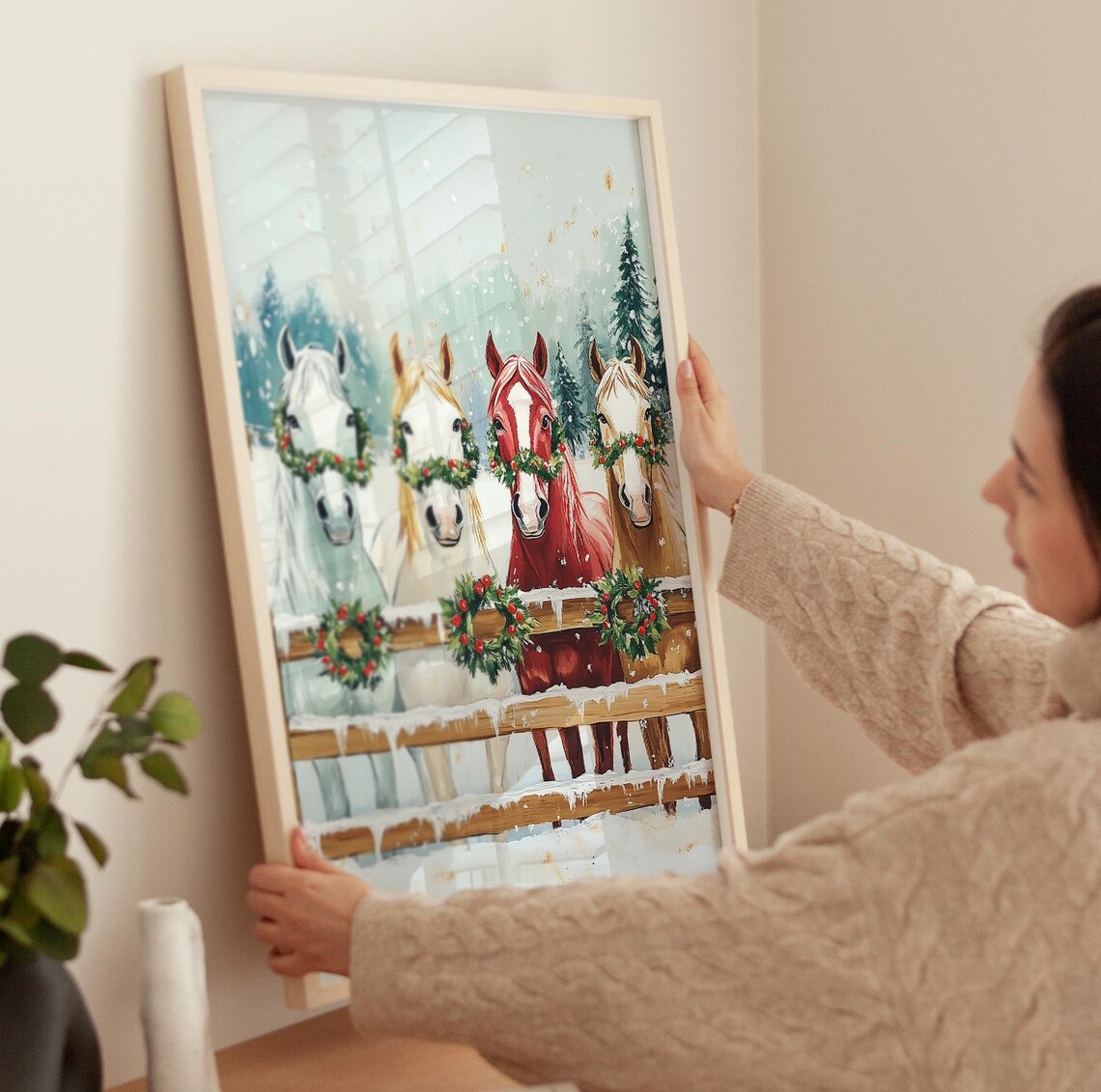 Christmas Horse Art Print, Holiday Farmhouse Decor - Image 3