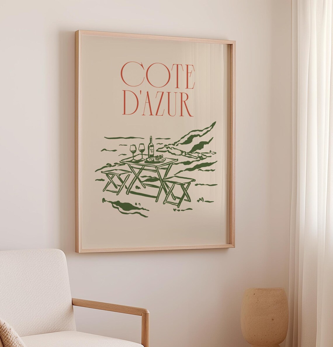 French Riviera Coastline Travel Poster, Cote D'Azur - Image 3