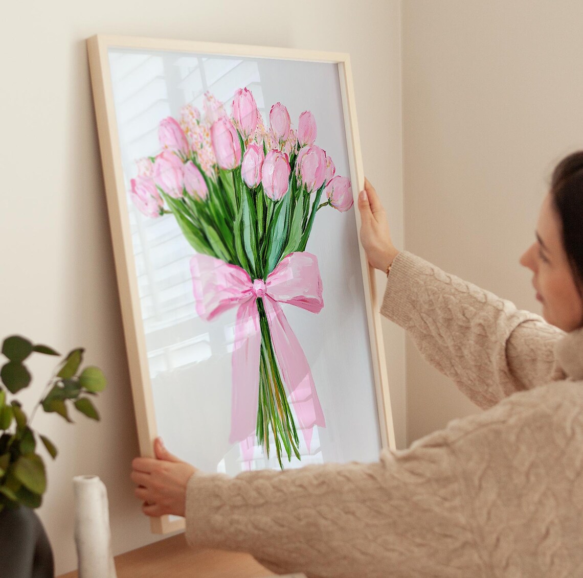 Tulip Flower Bouquet Art Print, Coquette Boho - Image 3