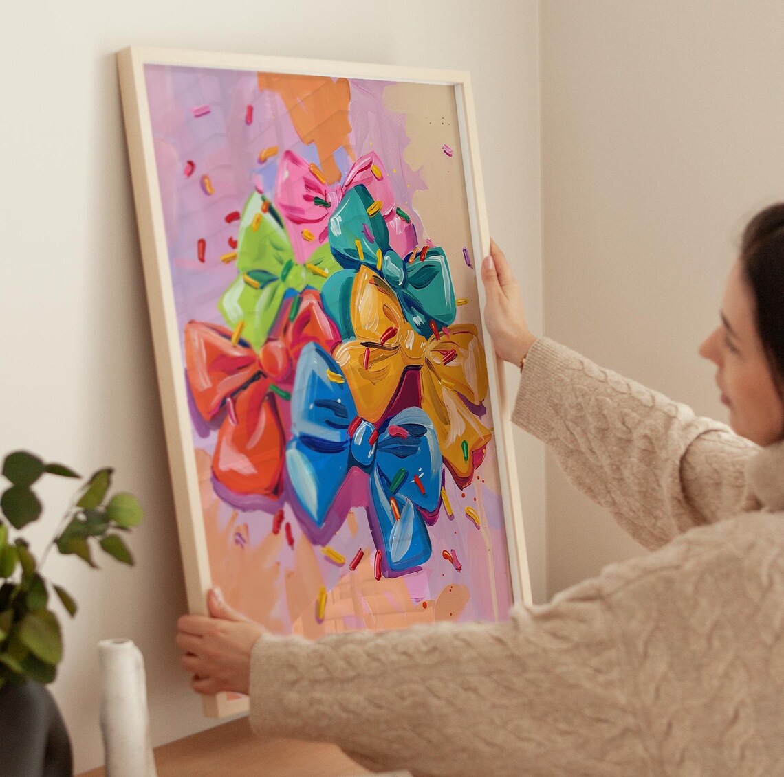 Colorful Bows And Sprinkles Painting Preppy Kids Room Art Poster - Image 3