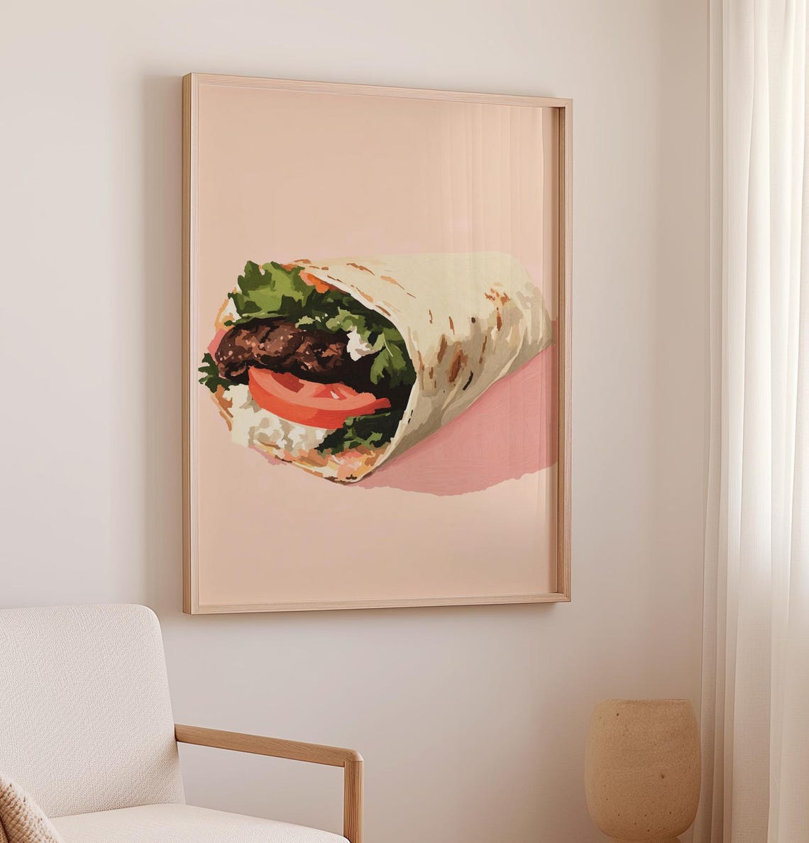 Tasty Doner Kebab Wrap With Fresh Veggies Turkish Food Art Poster - Image 3