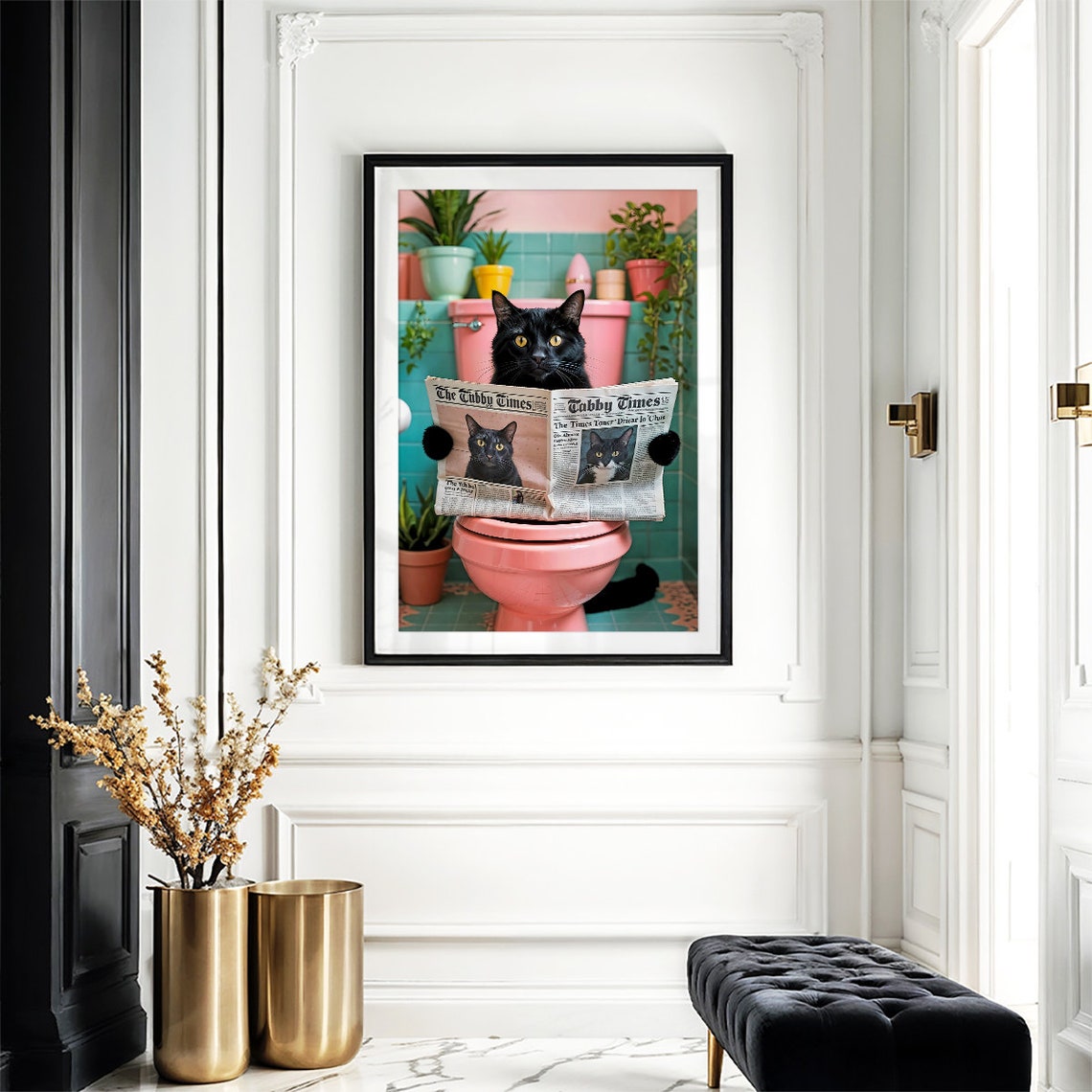 Black Cat Toilet Print, Funny Bathroom Art Print - Image 4