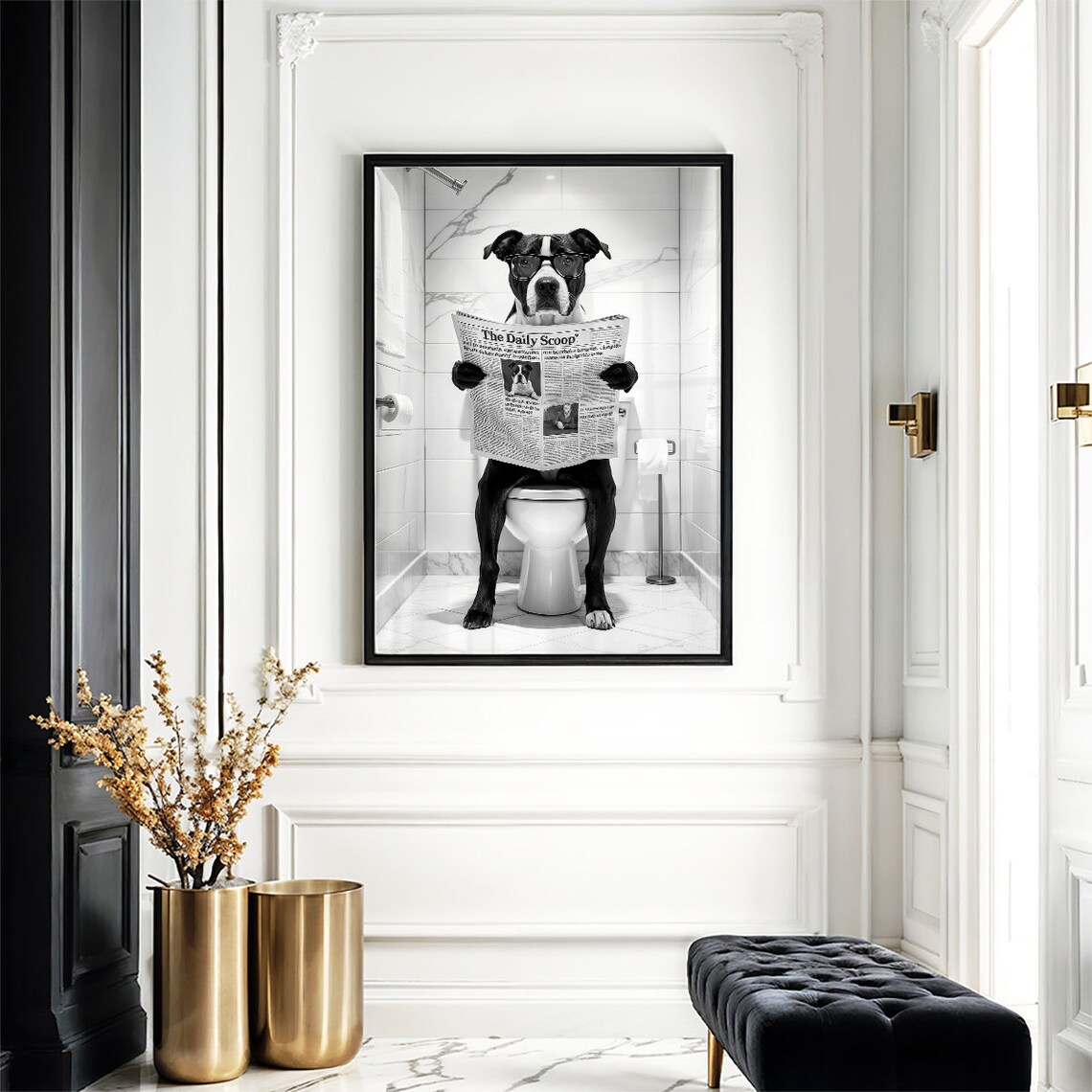 Staffordshire Bull Terrier Funny Bathroom Decor Art Print - Image 3