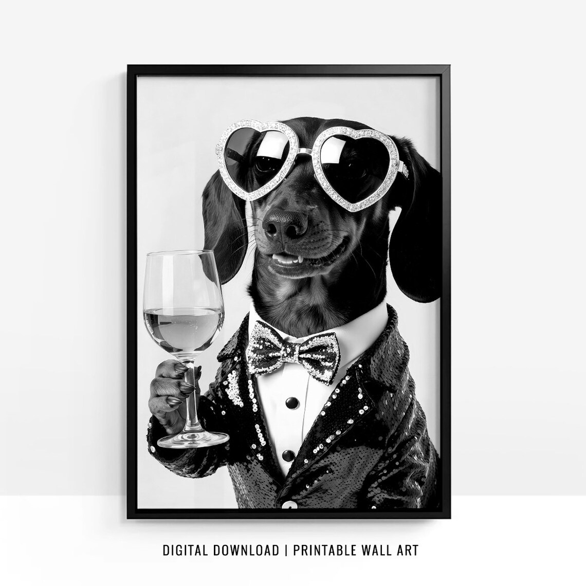 Dachshund Drinking Wine, Funny Dog Poster Print - Image 4