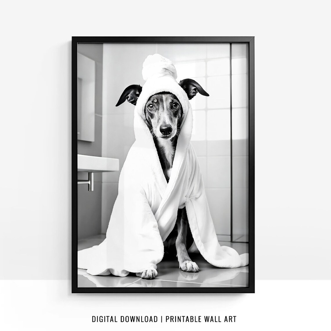 Greyhound Funny Bathroom Decor, Dog Gift Poster