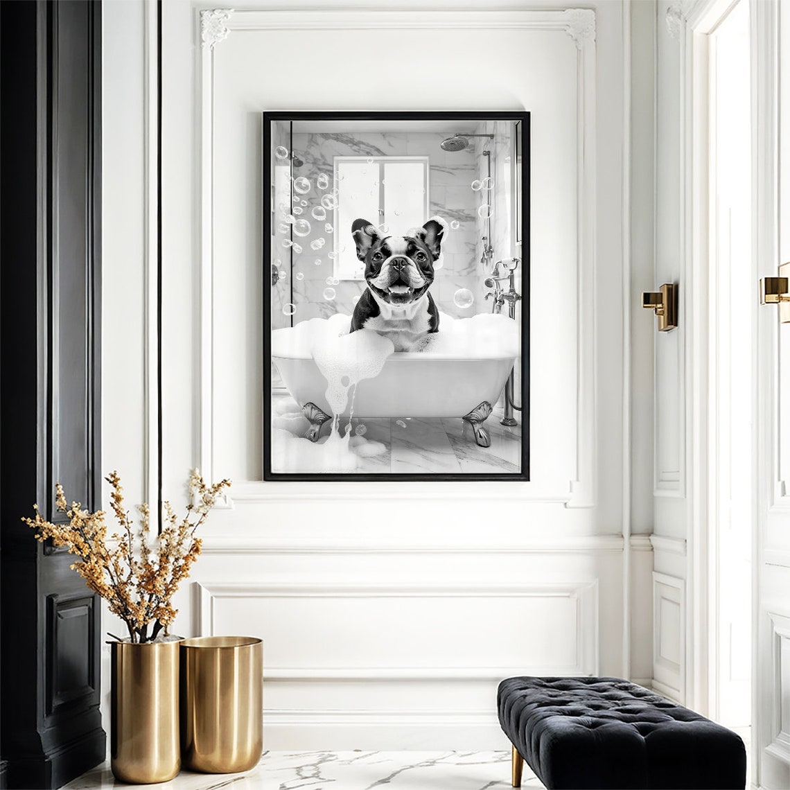 French Bulldog Wall Art Frenchie Poster Funny Bathroom Decor French Bulldog Print Frenchie Toilet Print Dog Gift - Image 4