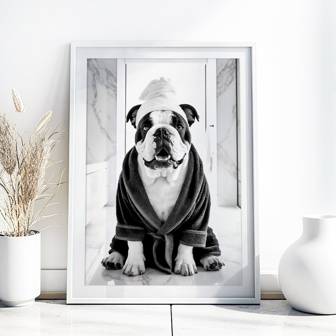 English Bulldog Funny Bathroom Decor Art Print - Image 2