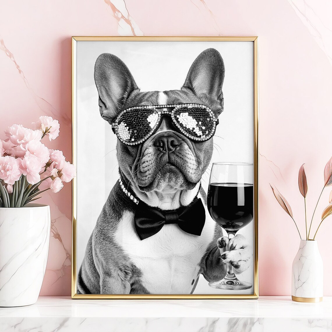 French Bulldog Drinking Wine, Funny Dog Gift - Image 5