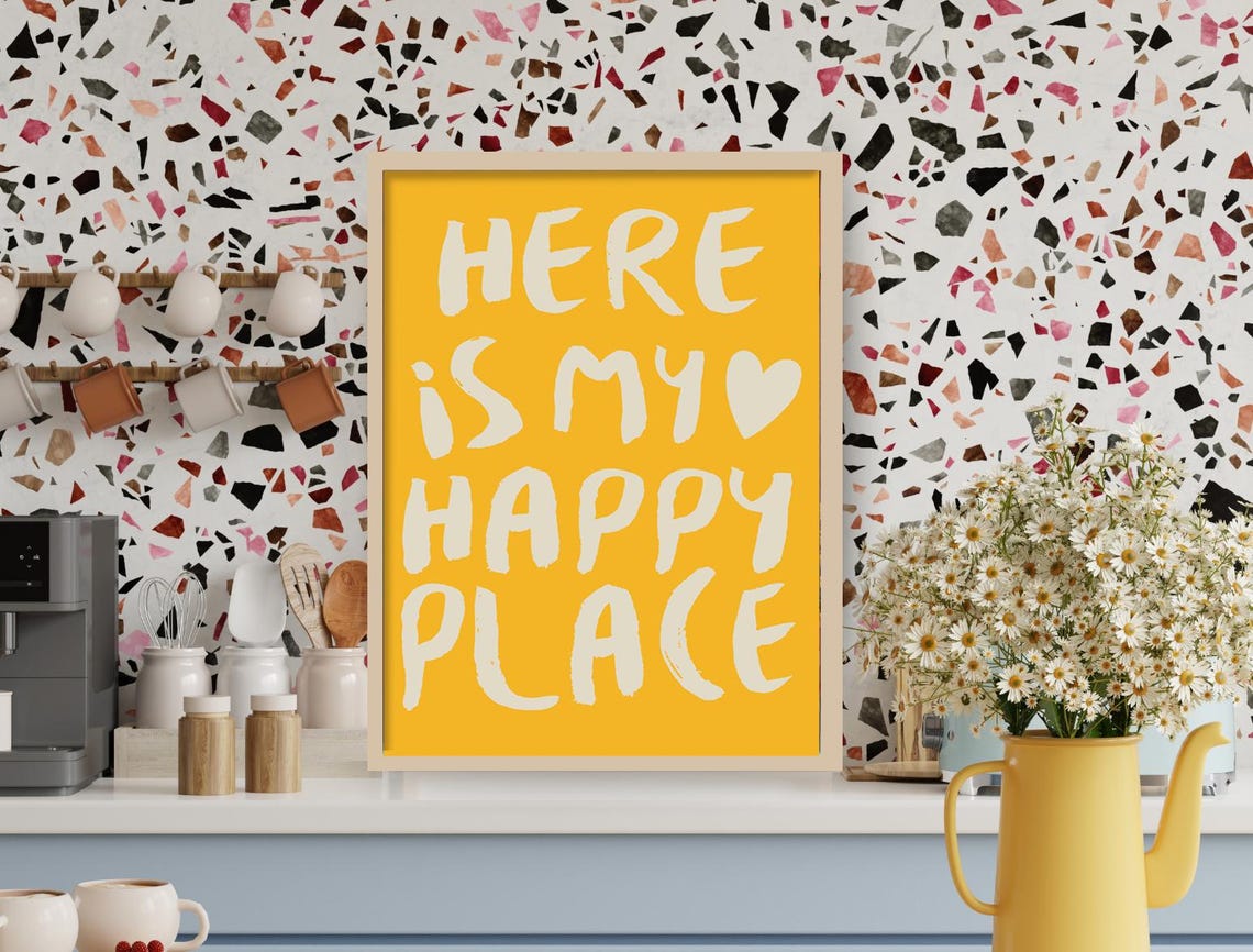Here Is My Happy Place Boho Quote, Typography Art - Image 3