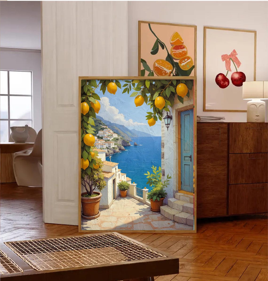 Amalfi Coast Lemon Art, Boho Floral Decor - Image 4