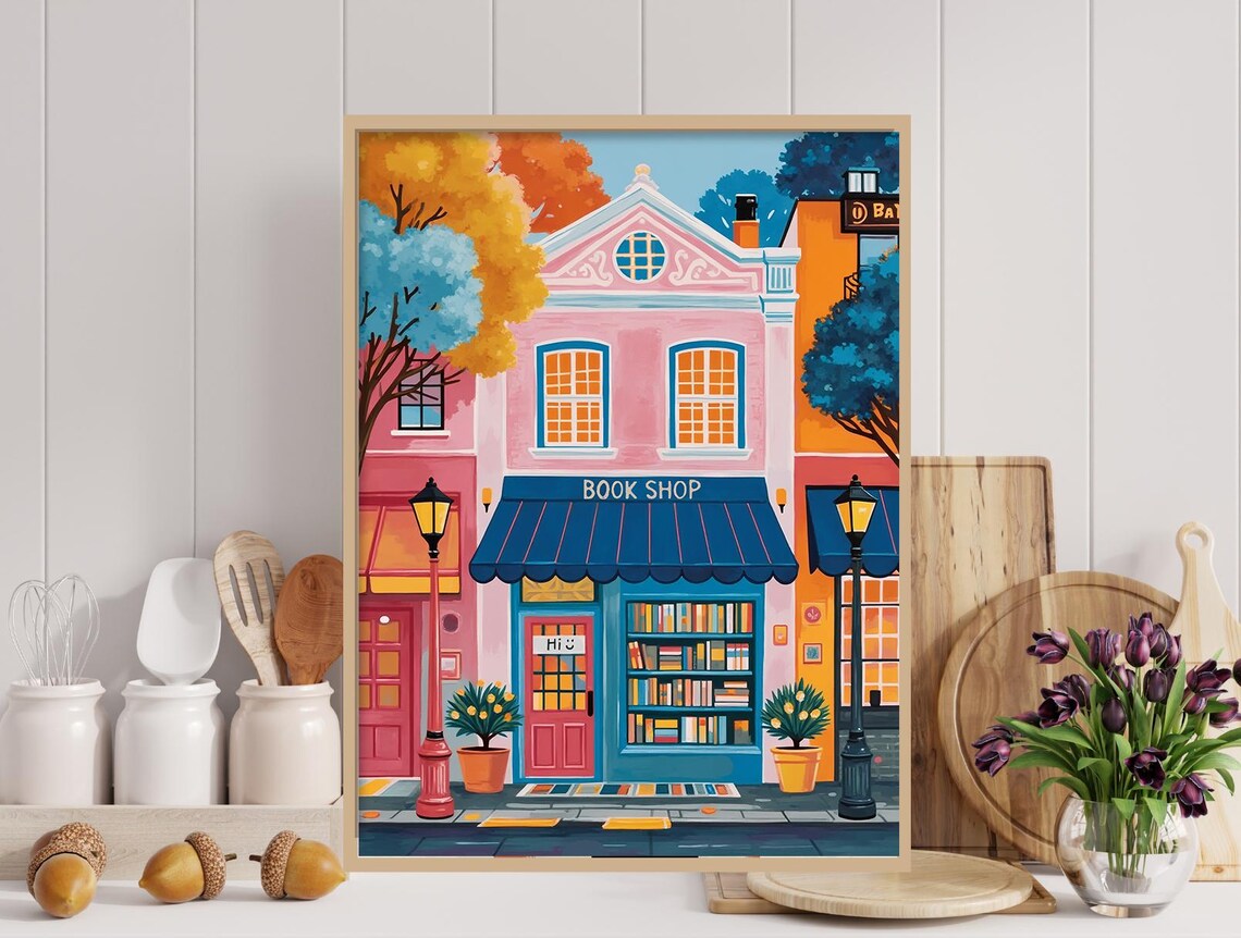 Bookstore Door View, Boho Reading Nook Decor - Image 2