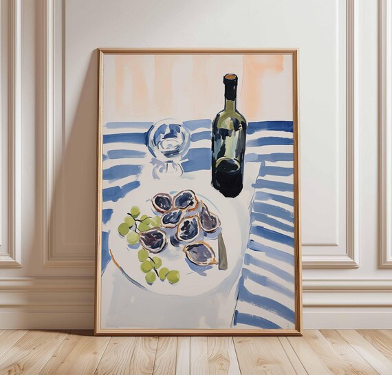 Figs Wine and Grapes Mediterranean Still Life Kitchen Poster