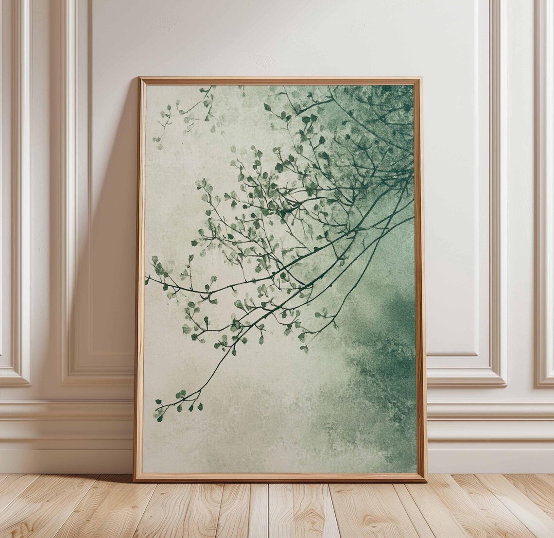 Green Botanical Poster, Abstract Tree Branch Art Print