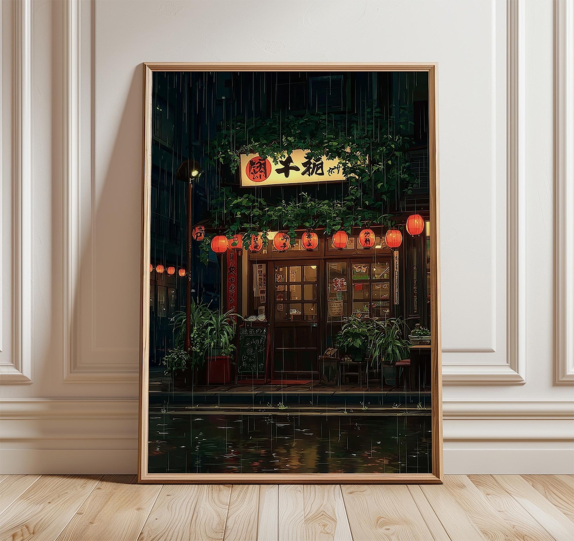 Tokyo Ramen Shop, Japanese Rainy Night Anime Poster