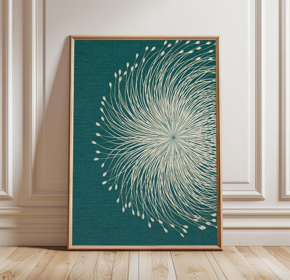 Botanical Burst, Cyanotype Floral Nature Art Print