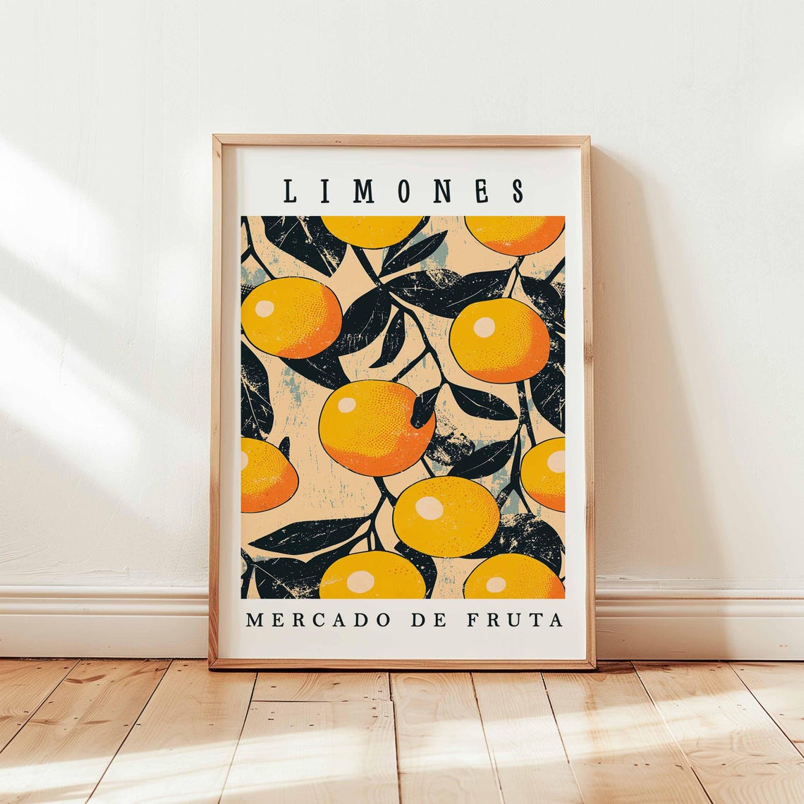 Limones Vintage Halftone Citrus Orchard Pattern Retro Fruit Poster