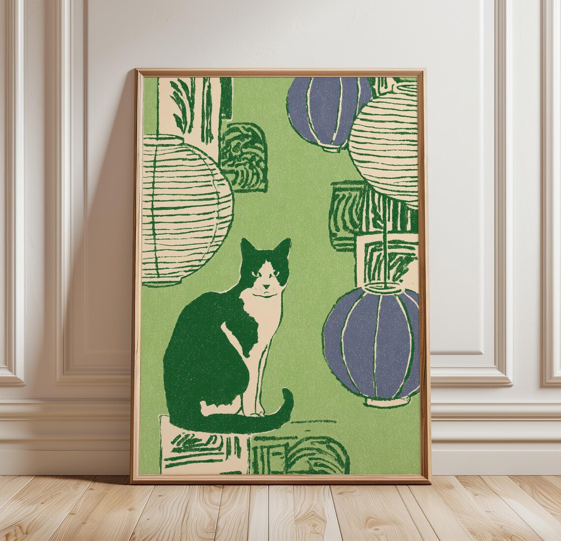 Japanese Cat, Traditional Asian Animal Artwork