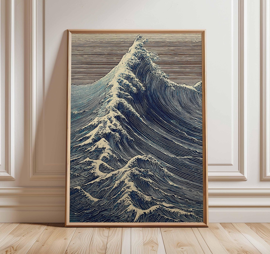 Ocean Wave Japanese Style Seascape Art Print