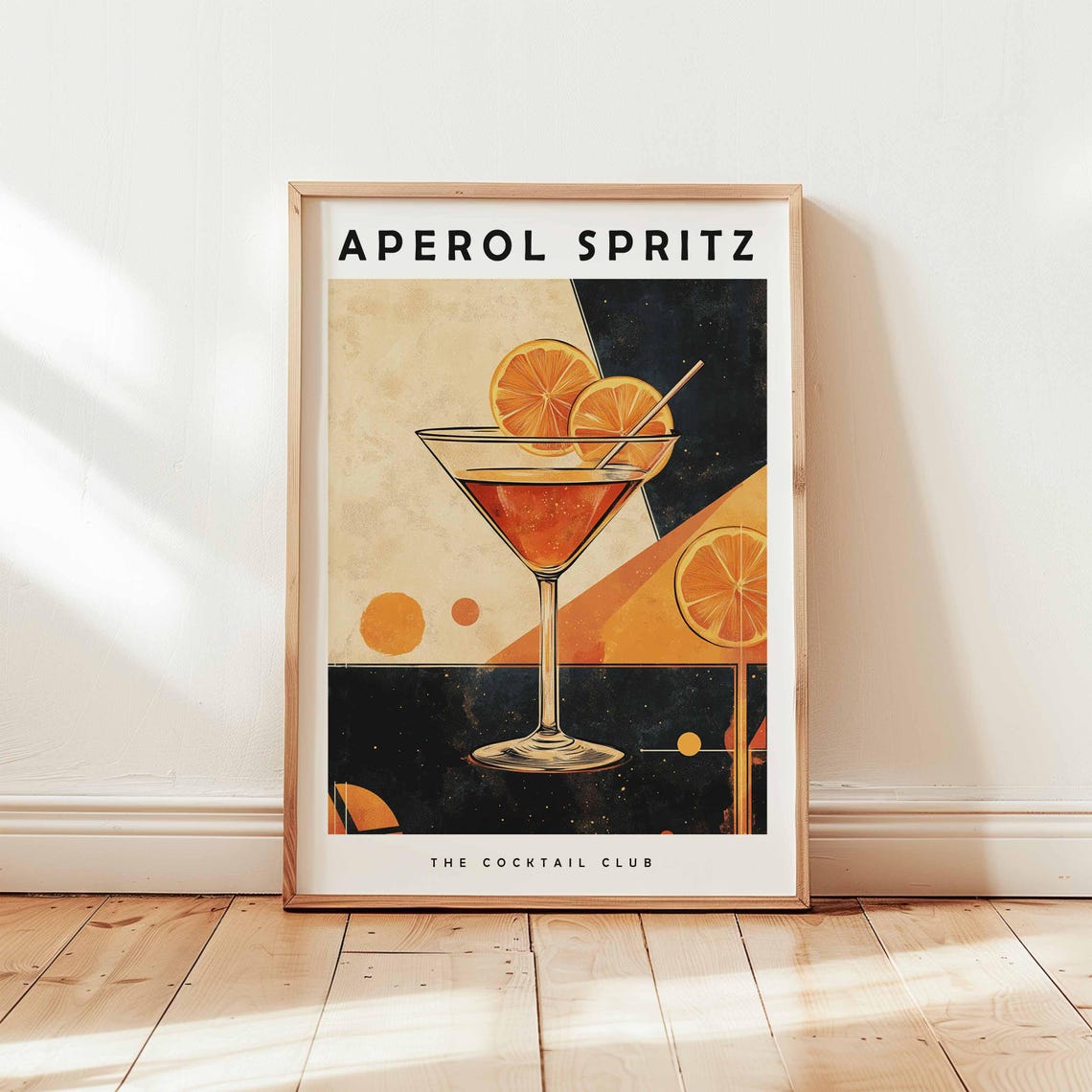 Aperol Spritz Art Deco Martini Glass Cocktail Club Bar Poster