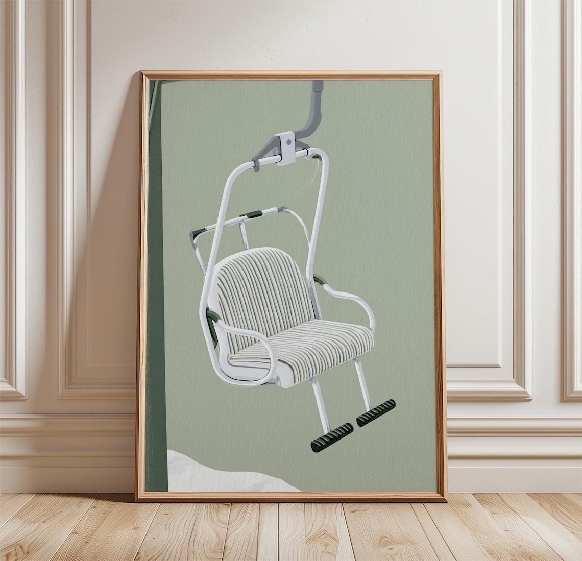 Ski Lift Chair Poster, Minimal Mountain Art Print