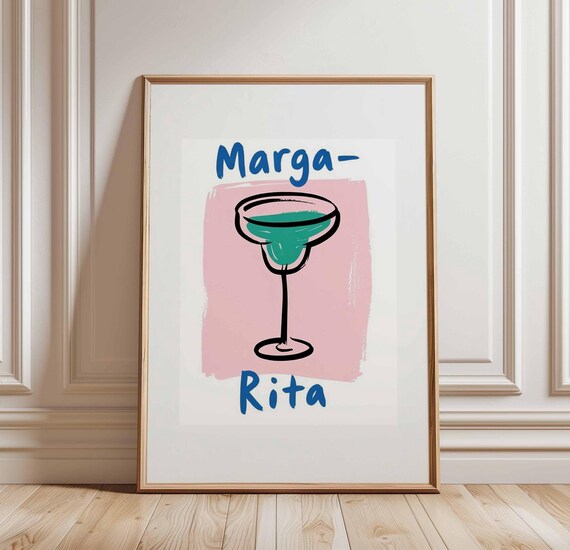 Margarita Cocktail Poster Funny Kitchen Bar Wall Art Bold Drink Print Playful Typography Artwork Unframed Retro Style Decor