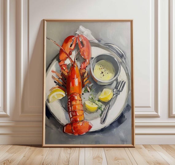 Vintage Lobster Kitchen Wall Art Print