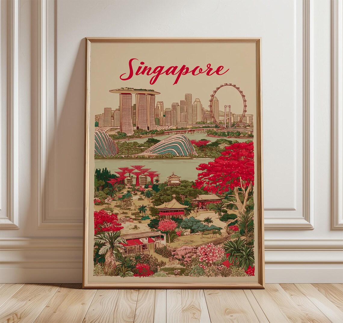 Singapore Vintage Travel Poster, Gardens By The Bay