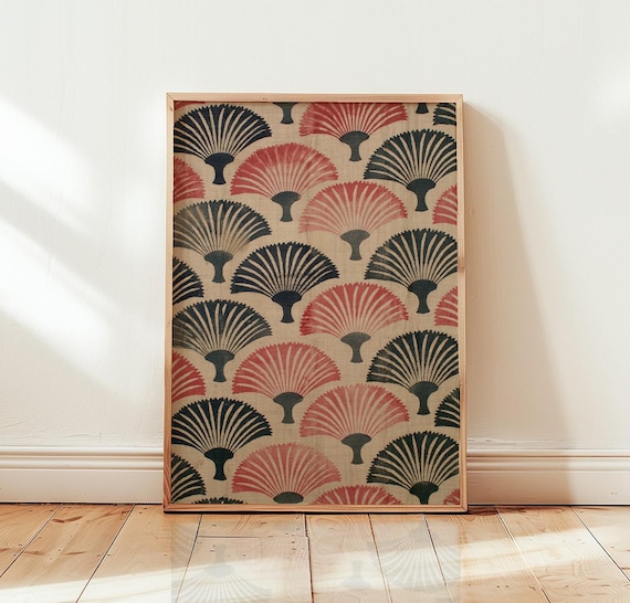 Vintage Fan Ethnic Block Print Poster