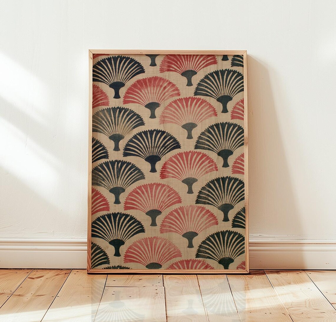 Vintage Fan Ethnic Block Print Poster