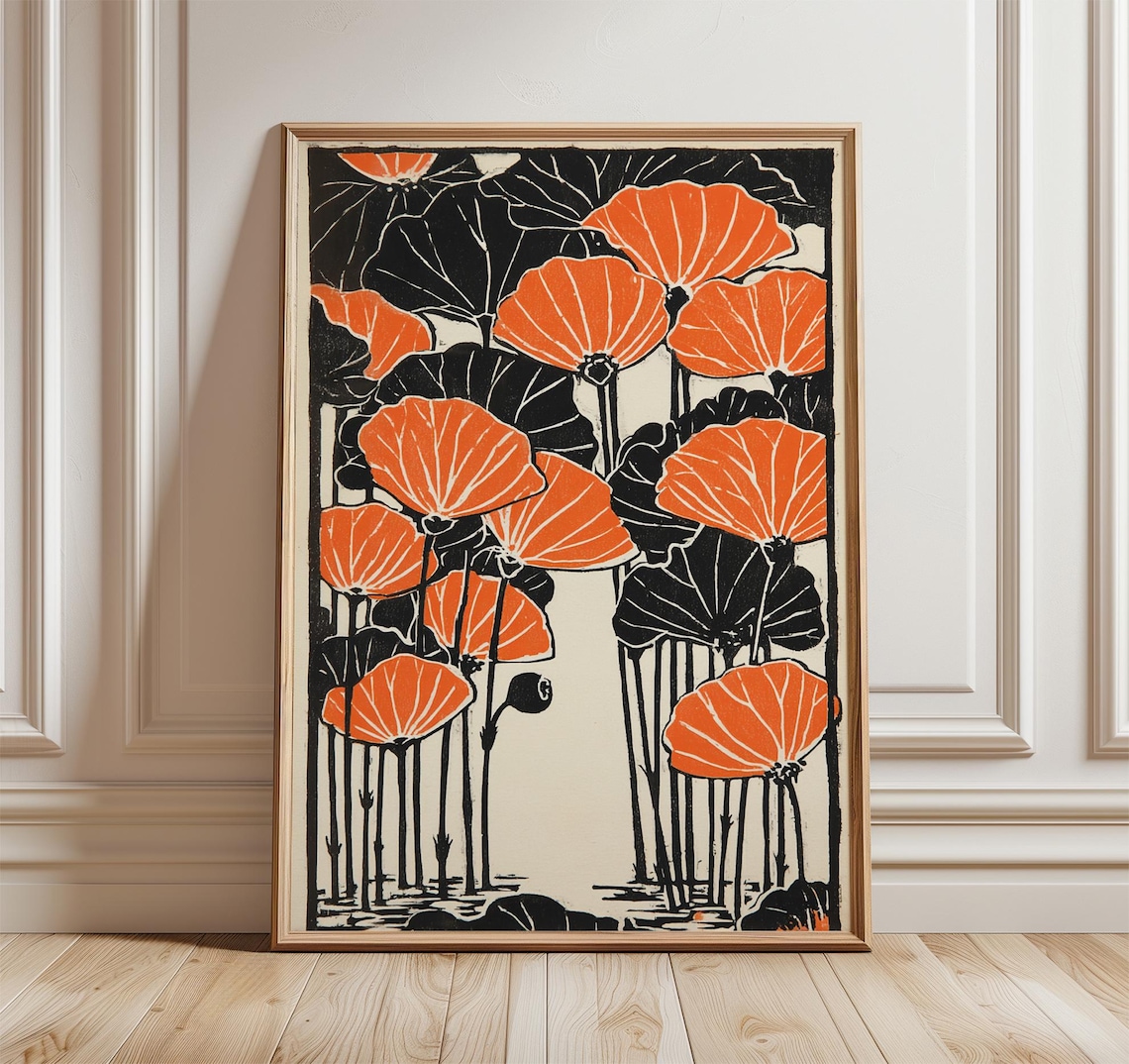 Japanese Floral Poster, Vintage Botanical Art Print