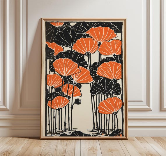 Japanese Floral Poster, Vintage Botanical Art Print