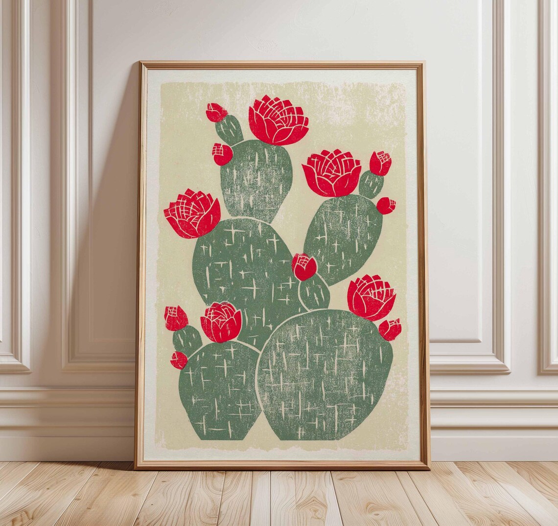 Cactus Flower Print, Mexican Desert Boho Art
