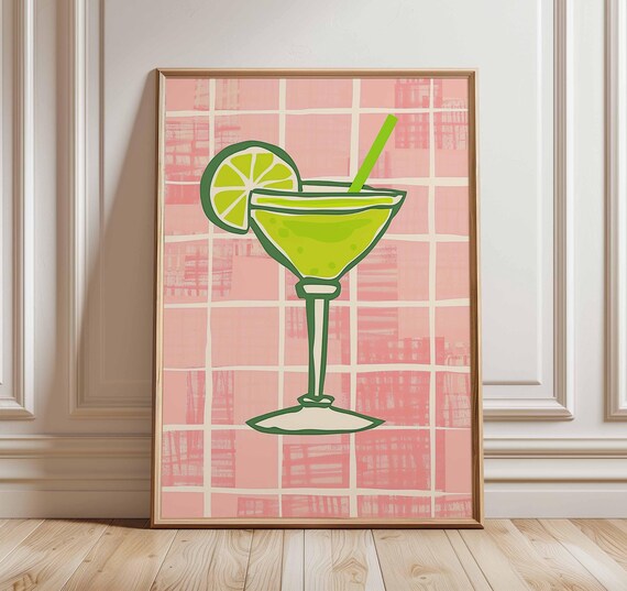 Margarita Lime Cocktail Pop Art Kitchen Bar Colorful Wall Art
