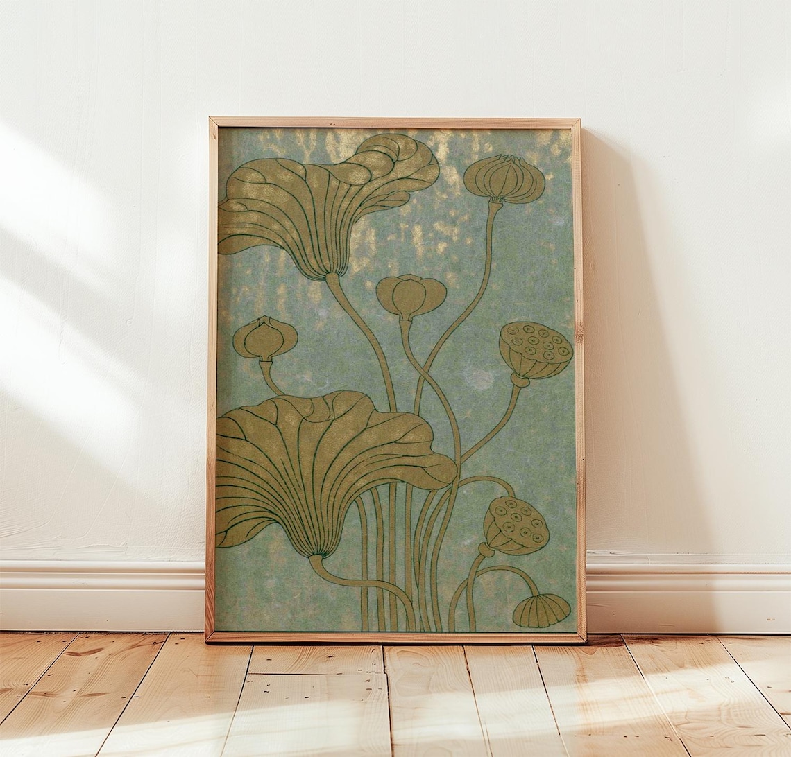 Lotus Botanical Line Art Poster Print