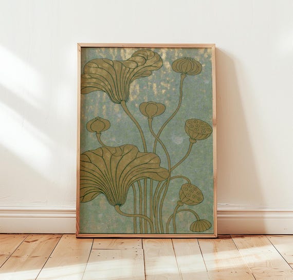 Lotus Botanical Line Art Poster Print