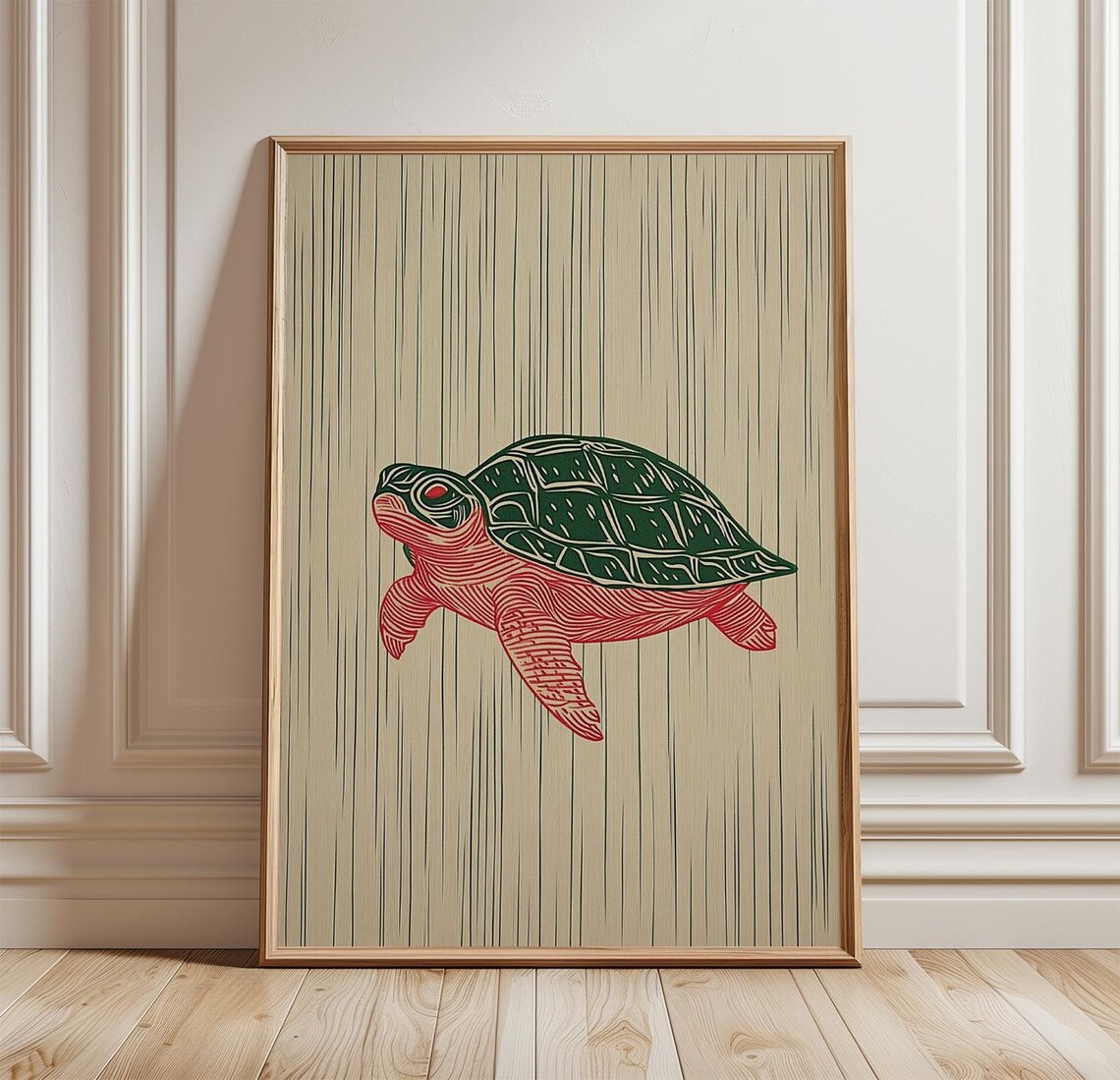 Sea Turtle Minimal Ocean Animal Line Illustration